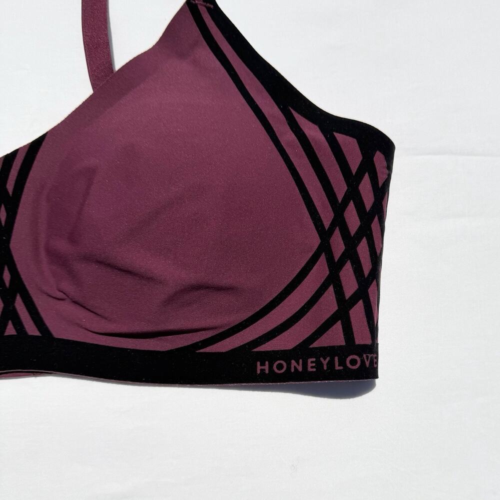 Honeylove Silhouette Bra Velvet Fig Burgundy Womens Large Wireless - Picture 2 of 5